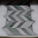 sunwings 10-Sheet Leaf Waterjet Peel and Stick Backsplash, 12.4" x 10.7" Green Cement Looks Self-Adhesive Wall Tiles, Stick on Backsplash for Kitchen & Bathroom
