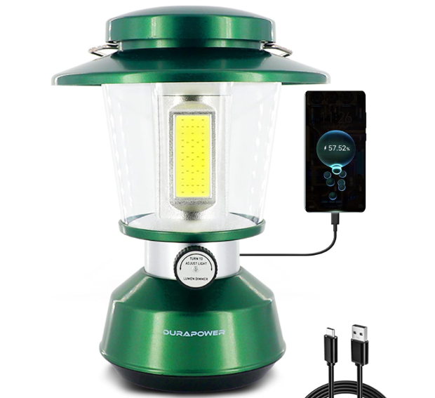 Durapower Rechargeable Camping Lantern,2800 Lumen Super Bright LED Camping Lantern, 5400 mAh Power Bank, IP44 Waterproof, 20 Hours, Portable Lantern for Hurricane, Power Outages