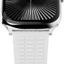 Silm Silicone Band Compatible with Apple Watch Bands 38mm40mm41mm42mm44mm45mm46mm49mm for women,Soft Silicone Replacement Strap for iWatch SE3/2/1 Series11 10 9 8 7 6 5 4 3 2 1 Ultra3/2/1 (White Band + Silver Buckle)