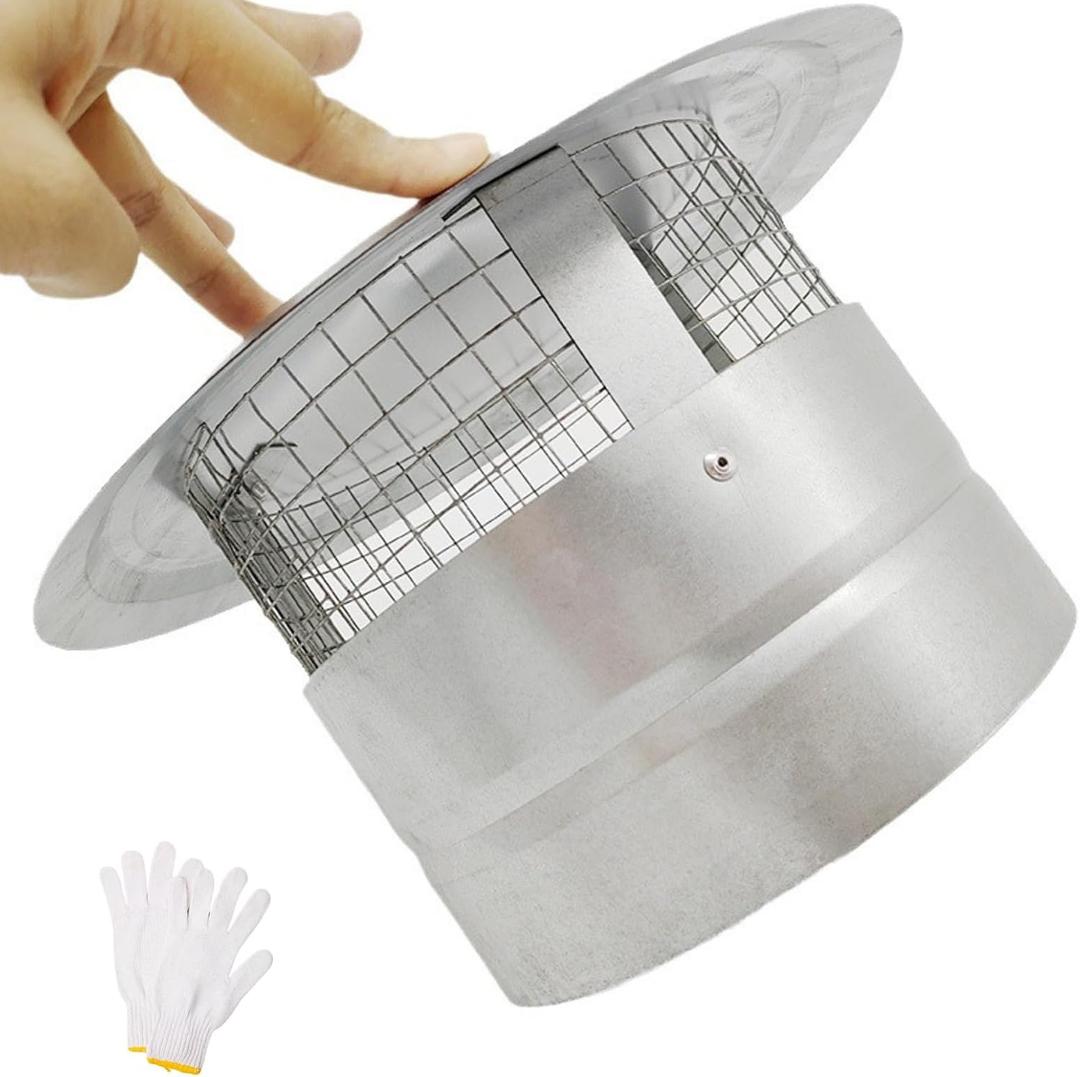 8 Inch Chimney Cap, Round Roof Rain Chimney Cover, 304 Stainless Steel Cone Top Stove Pipe Cap with Screen, All Weather Flue Vent Caps, for Fireplace Outdoor Stove Single Flue (200mm/8in)
