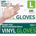 Supmedic Vinyl Disposable Exam Gloves, Clear 4Mil Powder-Free Latex-Free Medical Food-Safe Cooking Cleaning Glove 100&1000 Ct (L)