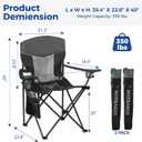 Outdoor Camping Chair 2-Pack with Mesh Back, Folding Portable Lawn Chairs with Cup Holder & Side Storage Pocket for Camping, Beach, Picnic, Fishing(Black)
