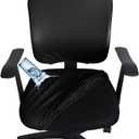 lygooh Waterproof Seat Covers Stretchable Desk Chair Cover Leather Computer Chair Slipcover Removable Washable Rotating Chair Covers for Rotating Office Chair Seat, Black 