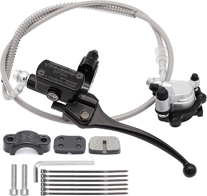 Upgraded Mini Bike Brake kit Hydraulic Brake Assembly of the Left 7/8" Handlebars for Predator 79cc 97cc 2.8hp Baja Doodle Bug DB30 Blitz Dirt Bug Racer（Silver）