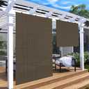 Patio Shades Roll Up Outdoor 8'Wx6'H Foldable Roller Shade Patio Blinds Exterior Block Sun Screen for Outside Porch Deck Balcony Pergola Carport, Brown, 96"W x 72"H