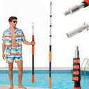 AgiiMan 4-16 FT Telescopic Pool Pole, Swimming Pool Pole with 4 Baffle Locks Durable Aluminium and Vacuum Ports Telescopic Extendable Poles Use with Cleaning Nets, Skimmers, Brushes and More