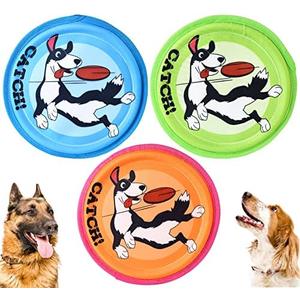 XIGOU Dog Flying Disc, 3 Pack Dogs Flyer Toys, Lightweight Flying Disc Dog Fetch Toy for Small, Large Dogs & Puppies - Floats in Water & Safe on Teeth