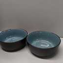 16-Piece Dinnerware and Coffee Mug Set  Modern Stoneware in Petrol Blue and Black  Service for 8, Dishwasher and Microwave Safe