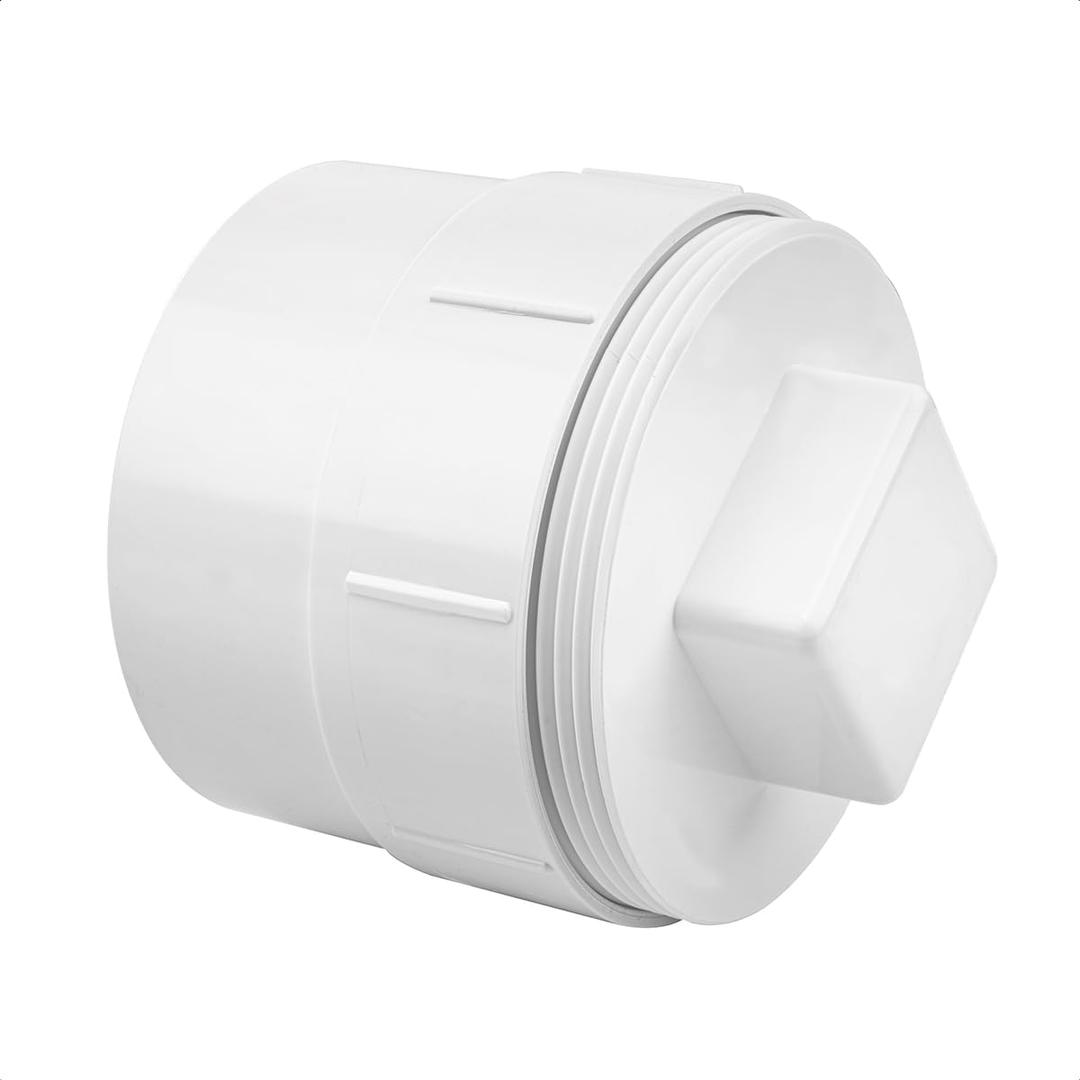 3" PVC Sewer Cleanout Cap, DWV Sewer Cleanout Cap Adapter with Plug for Drainage Pipe Fitting