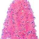 JXITON 20ft/6m Pink Christmas Tinsel Garland Iridescent Metallic Twisted Hanging Garland with Star for Chistmas Tree Fireplace Home Decoration