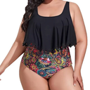 Mooncore Womens Plus Size Swimsuit High Waisted Tankini Bathing Suits Two Piece Flounce Bikini Swimsuit 2XL