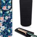 Shappy 2 Pieces Curling Iron Travel Case Cover Heat Resistant Flat Iron Holder Case Sleeve Neoprene Straightener Holder and Silicone Hot Tools Flat Bag(Flower Style)