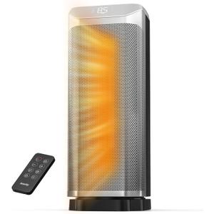 Newly Upgraded AEOCKY Space Heaters for Indoor Use, 1500W Metal Electric Space Heater with AI Thermostat, Tower Heater with ECO Mode, Oscillating, Remote, Timer for Office, Home, Bedroom (Black)