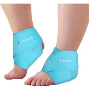Comfytemp XL Ankle Ice Pack Wrap, Reusable Gel Ice Packs for Injuries Hot Cold Compres for Plantar Fasciitis, Foot Health, Achilles Tendonitis, Sprained Ankles, First Aid, 2 Packs (Bright Blue)