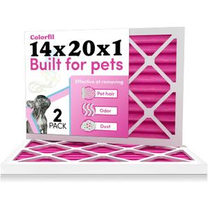 Colorfil 14x20x1 Air Filter (2-Pack) | Made in the USA | Color Changing | Remove Cat and Dog Odor | MERV 8 for Pet Hair Dander and Dust | 13.5"x19.5"x0.75" Exact Size