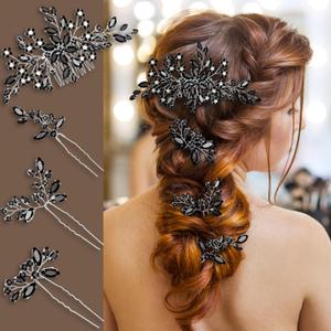 Wedding hair accessories, Bridal for piece, brides headpiece, Bride comb（Black）