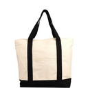 22" x 16" 12 Oz Cotton Canvas Boat, Grocery & Beach Bag (Tote) Natural/Black