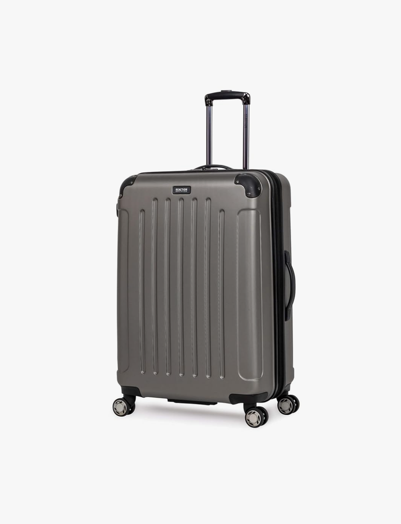 Kenneth Cole REACTION Renegade Luggage Expandable 8-Wheel Spinner Lightweight Hardside Suitcase, Silver, 28-Inch Checked