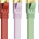 CAT 8 Ethernet Cable 1.5ft (5 Pack) Morandi Colors, High Speed Cat8 Cables Flat 40Gbps 2000MHz Internet Network Romantic RJ45 LAN SFTP Patch Cord for Gaming/PS5/PS4/PC/Router/Modem/Hub(1.5ft 5P)