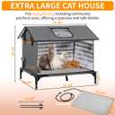 Cat House for Outside, Insulated Indoor Outdoor Large Cat House with Escape Door & Elevated Base, Weatherproof Shelter for Feral Stray Barn Cats