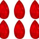 PATIKIL K9 Crystal Pendants Teardrop Beads, 6 Pack 38mm Chandelier Prisms Parts Hanging Beads DIY Lamp for Arts Crafts Decoration, Red