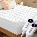 MASVIS Heated Mattress Pad King Size with Dual Control - Electric Mattress Pad Cover with 9 Heating Settings & Auto Off 2/4/6/10 Hrs, Deep Pocket Bed Warmer Protector for Winter, ETL Certified,White