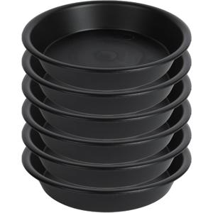 6 Pack 6 inch Plant Saucer Tray, Flower Pot Saucers, Heavy Duty Plastic Plant Trays for Pots Dray Tray (6", Black)