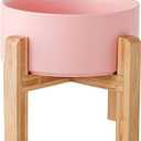 Petygooing Pink Elevated/Raised Ceramic Dog Bowl for Medium and Large Breeds, Dog Food Water Dish with Stand,Pet Feeding Bowl with Anti Slip Rubber Large Dogs(1800ml 7.6 Cups)