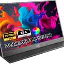 LR Portable Monitor, 15.6 1080P FHD USB-C HDMI, Ultra-Slim IPS HDR Display with Cover and Built-in Speaker, Travel Monitor for Laptop/PC/Phone/Mac/Xbox/Switch/PS4/PS5, VESA Mountable