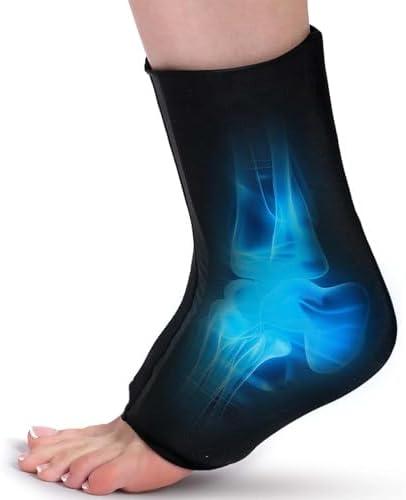 Kiluiu Reusable Solid Gel Ice Pack For Ankle Protection (Black), Ankle Ice Wrap For Injuries, Designed For Pain Relief In Ankles, Plantar Fasciitis, And Achilles Tendonitis Through Cold Therapy (L) 2pcs