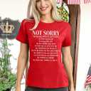 Not Sorry Shirts for Women American Flag T-Shirt 4th of July Outfits Patriotic Tshirt Fourth of July Short Sleeve Tee (Red, XL)