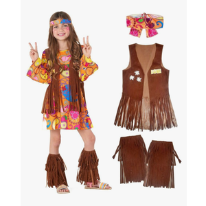 Morph 70s Outfits For Girls, Girl Hippie Costume, 60s Outfits For Girls, Hippie Costume For Kids, Kid Disco Outfit Large