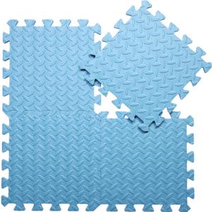 Coolcandy EVA Foam Play Mat, 16 Tiles Colorful Baby Play Mat, Square Kids Playmat with Solid Colored, 0.4" Thickened Interlocking Foam Floor Tiles, Puzzle Play Mat For Baby Lying, Playing (Light Blue)