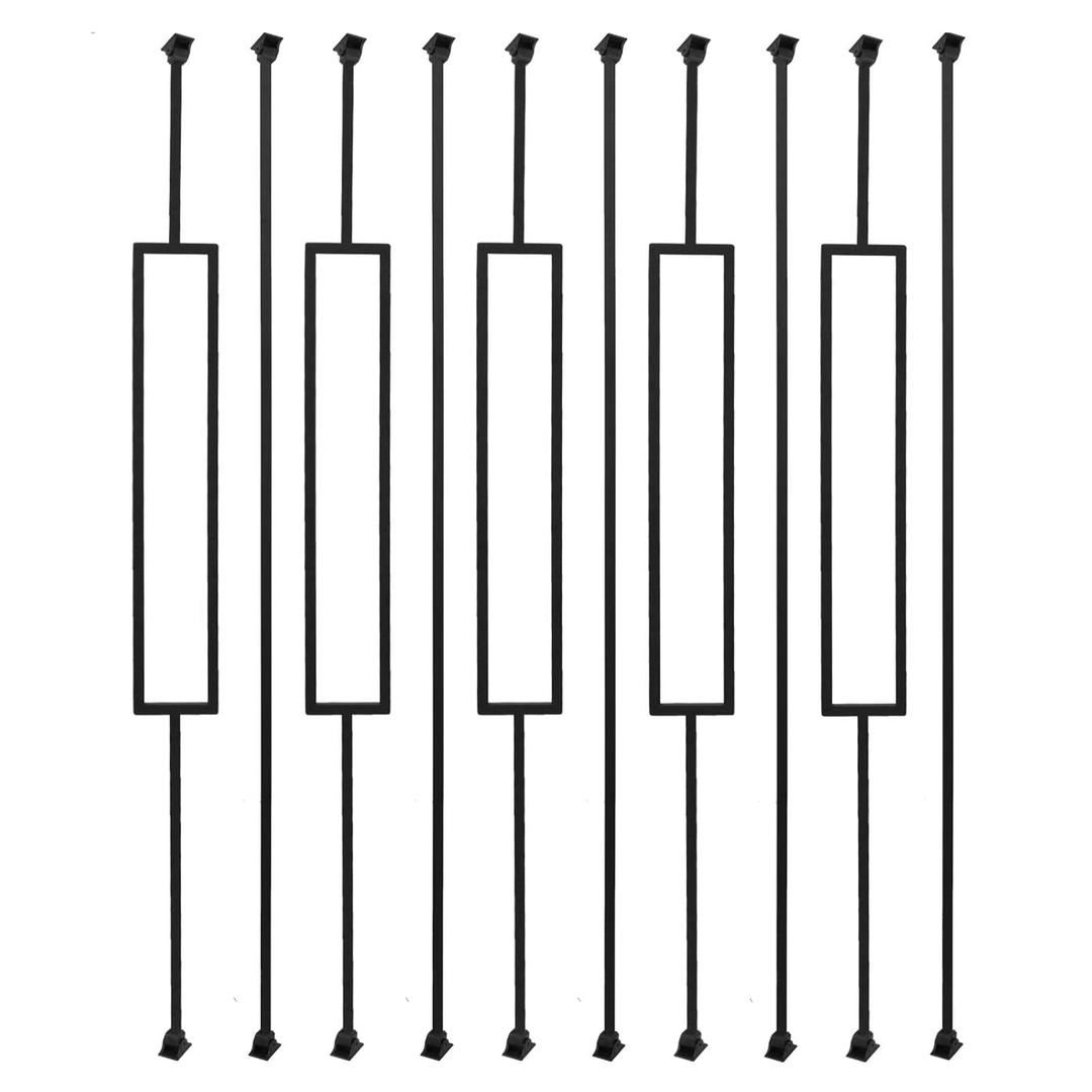 10 Pack Iron Balusters Staircase Rectangular Hollow Stair Spindles Square Craft Spindles Balusters 1/2" Square Balusters for Staircase Interior with Iron Baluster Swivel Shoes
