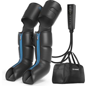 FIT KING Rechargeable Leg and Foot Massager - Cordless Air Compression Full Leg Boots Massager for Circulation and Recovery - Pressure Sensor & LCD Display - 3 Modes 10 Intensities 5 Timer Functions