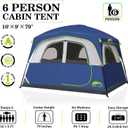 Happy Travel Tent 6 Person Blackout Camping Tent, Portable Easy Setup Cabin Tents with Dark Space Design, Light Blocking Tent with Top Rainfly for Outdoor Camping, Water-Resistant,10'L x 9'W x 79" H