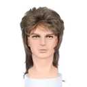 Mens Wig Short Fluffy Wavy Wig for Men Boys Natural Synthetic Male Halloween Costume Wig (Mixed Brown)