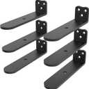 Floating Shelf Bracket, 4 Inch 6PACK Black Heavy Duty Shelf Bracket,Hidden Shelf Brackets 1/5 in Thick,L Brackets Support for Shelves,Suitable for Kitchen, Study Or DIY,Holds Over 160lb+
