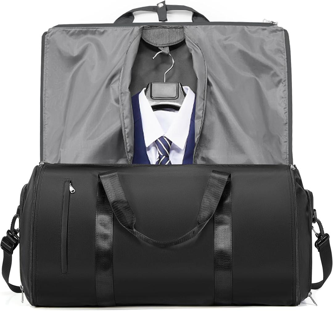 Convertible Garment Bags for Travel Carry On Garment Bag For Men Women Foldable Duffle Bag For Travel,2 in 1 Hanging Suitcase Suit Travel Bags (Black)