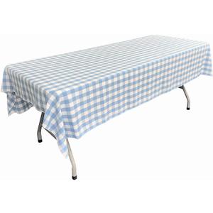 New Creations Fabric & Foam Inc, Polyester Poplin Gingham Checkered Rectangular Tablecloth (White & Light Blue, 60" Wide x 120" Long) New Creations Fabric & Foam Inc, Polyester Poplin Gingham Checkered Rectangular Tablecloth (White & Light Blue, 60" Wide x 120" Long)