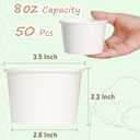 ESSENTIAL Paper Ice Cream Cups, 50pcs 8oz Disposable Dessert Bowls for Hot or Cold Food, Lids Not Included, Paper Snack Containers for Sundae, Frozen Yogurt, Soup (White)