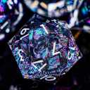 DND Skull Dice Set 7PCS Necromancer Polyhedral Dice for Dungeons Dragons RPG Role Playing Game, Resin Sharp Edged D and D Dice with Gift Box D6 D8 D10 D12 D20 (Green Purple)