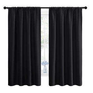 NICETOWN Black Blackout Curtain Blinds  Solid Thermal Insulated Window Treatment Blackout Drapes/Draperies for Bedroom (2 Panels, 42 inches Wide by 63 inches Long, Black)