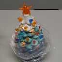 9.7" Ceramic Christmas Tree with Light, Lighted Tabletop Christmas Tree with Star Topper, Vintage Blue Tree with Base, Pre-Lit Ceramic xmas Tree Battery Operated Christmas Night Light