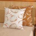 Fall Decor Pillow Covers 18x18 Set of 2 Autumn Orange Pumpkin Throw Pillow Covers Outdoor Thanksgiving Decorations Pumpkin Pillowcase Farmhouse Decorative Linen Cushion Covers for Sofa Couch