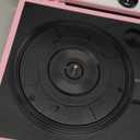 Portable Record Player with Bluetooth 3 Speed Turntable Built in Rechargeable Battery Vintage Suitcase Design with RCA Line Out and Aux in (Pure Pink)