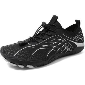 ANYUETE Water Shoes Women Men Adult Quick-Dry Aqua Socks Barefoot Essentials for Beach Swim Hiking River Pool Lake Kayaking Surfing Black Size Women 9.5 Men 8