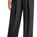 G4Free Wide Leg Pants Women Lightweight Summer Pants with Pockets Wide Leg Elastic Work Pants Woman Pull On(Black,M,27") (Black, M)
