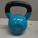 Basics Vinyl Coated Cast Iron Kettlebell for Strength Training, 40 LB, Textured Wide Handle, Full Body Workout, Light Blue