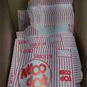 Snappy 4J Red & White Striped Close Top Popcorn Boxes for Movie Night Supplies, Popcorn Containers Bulk, Movie Night Supplies, 2.3 oz. Capacity, 5.75" x 2.5” x 8.5”
